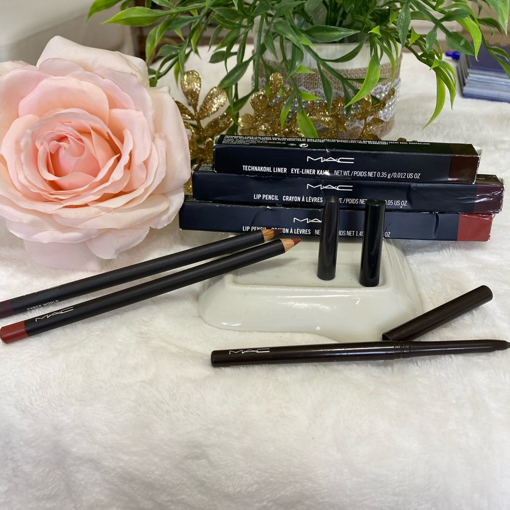 MAC 2 LIP PENCIL ✏️ COLORS CHICORY AND CIBER WORLD +EYE LINER PHOTOGRAVURE - Picture 4 of 11